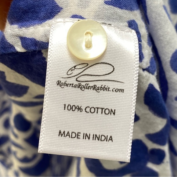 Original Roberta Roller Rabbit Dress Blue White Long Sleeve Button Down - Picture 10 of 11